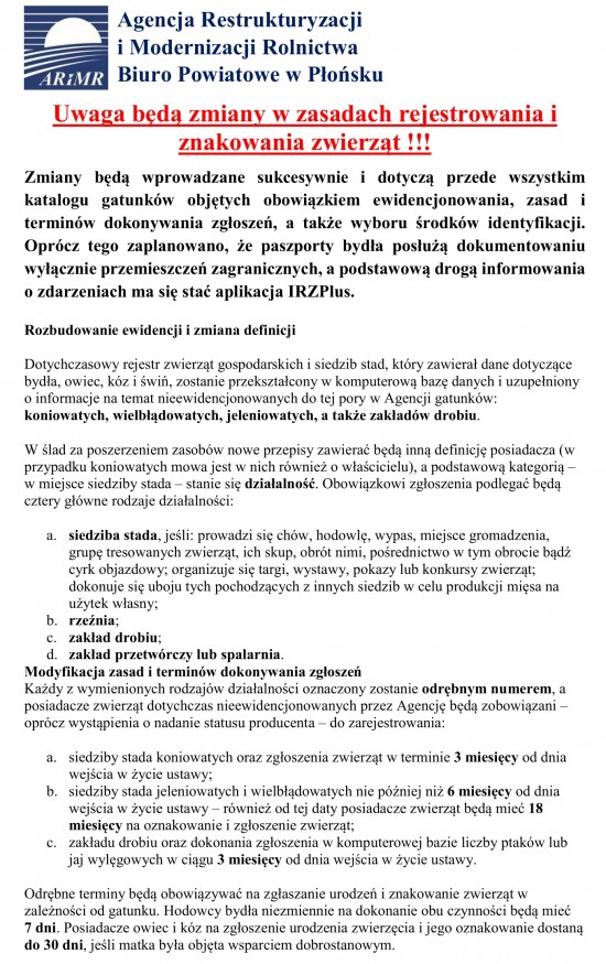 INFORMACJA będą zmiany w zasadach rejstrowania i znakowania zwierząt-1