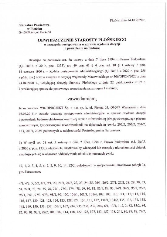 Obw. Starosty Płońskiego z dnia 14.10.2020r._306_OPON_2020-1