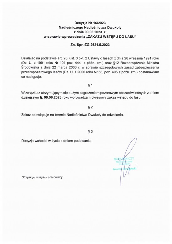 Decyzja nr 16 2023 Dwukoły